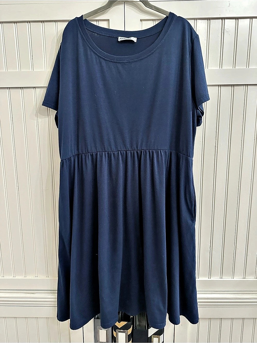 Nemidor Short Sleeve Midi Dress in Blue Plus Size 22